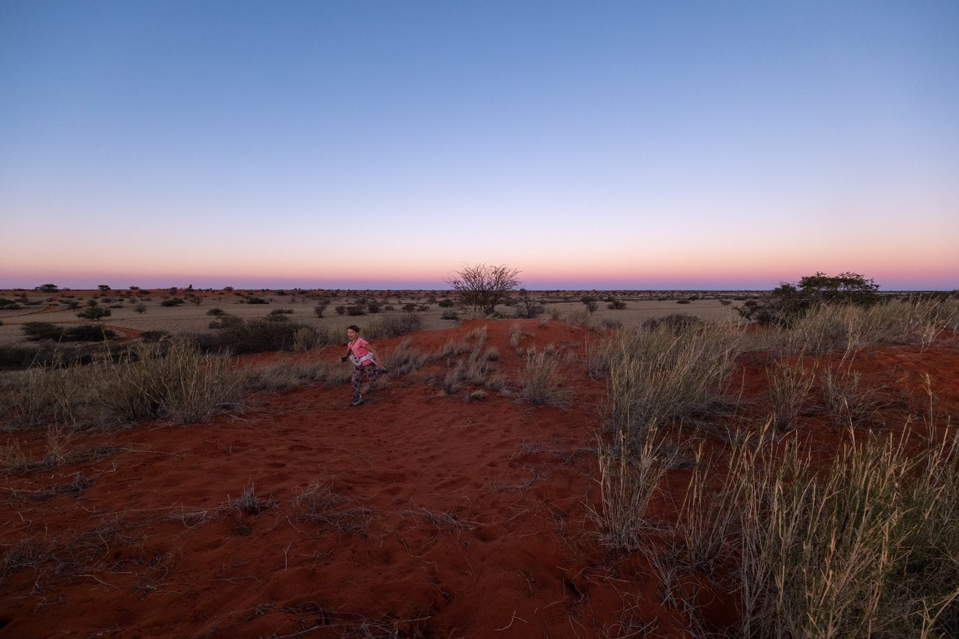 Weite rote Dünen der Kalahari
